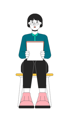 Eyeglasses asian woman job applicant  Illustration