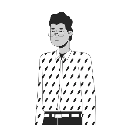 Eyeglasses indian man in designer shirt  Illustration