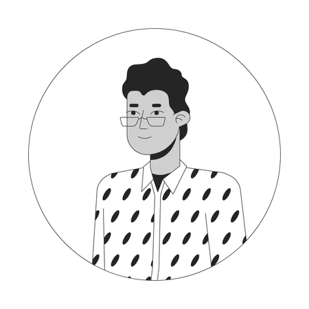 Eyeglasses indian man in designer shirt  Illustration