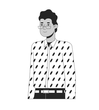 Eyeglasses indian man in designer shirt  イラスト