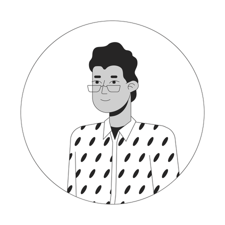 Eyeglasses indian man in designer shirt  イラスト