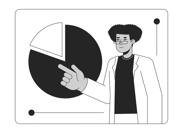 Eyeglasses latino man with pie chart  Illustration