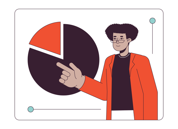 Eyeglasses latino man with pie chart  Illustration