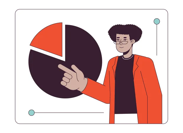 Eyeglasses latino man with pie chart  Illustration