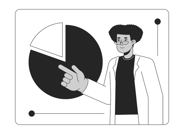 Eyeglasses latino man with pie chart  Illustration