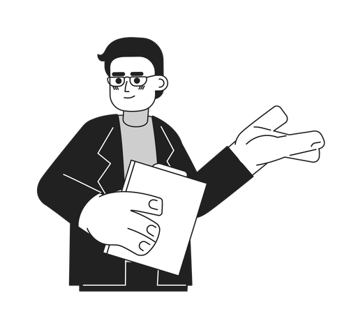 Eyeglasses male realtor friendly suggesting  イラスト