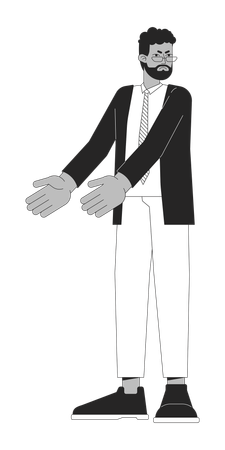 Eyeglasses manager man pointing with hands  Illustration