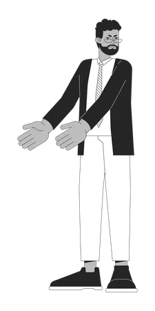 Eyeglasses manager man pointing with hands  Illustration