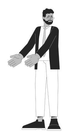 Eyeglasses manager man pointing with hands  イラスト