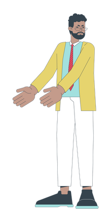 Eyeglasses manager man pointing with two hands  Illustration