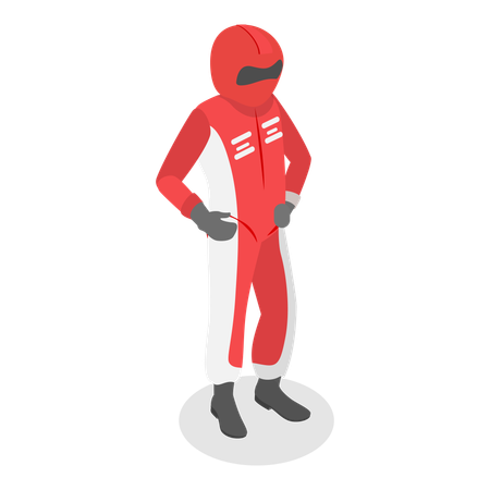F1 racer standing in costume and helmet  Illustration