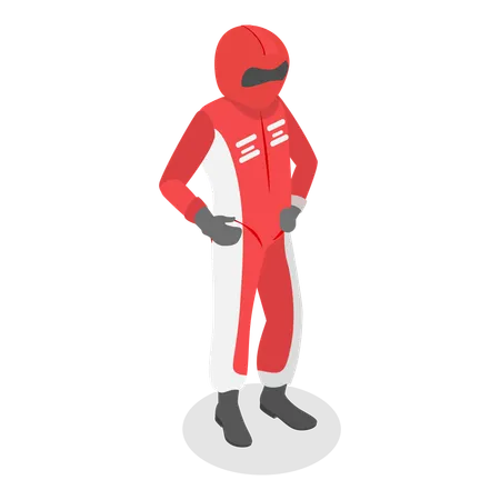 F1 racer standing in costume and helmet  일러스트레이션