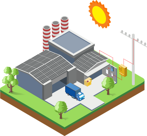 Fábrica de energía solar  Ilustración