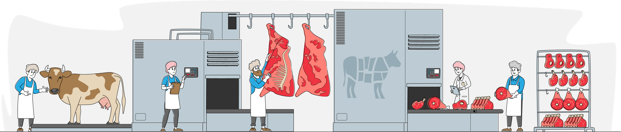 Fábrica de fabricação de carne  Ilustração