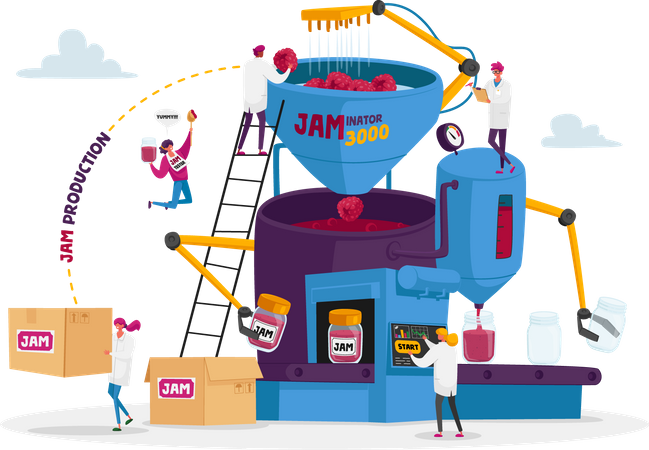 Fábrica de fabricação de geléias  Ilustração