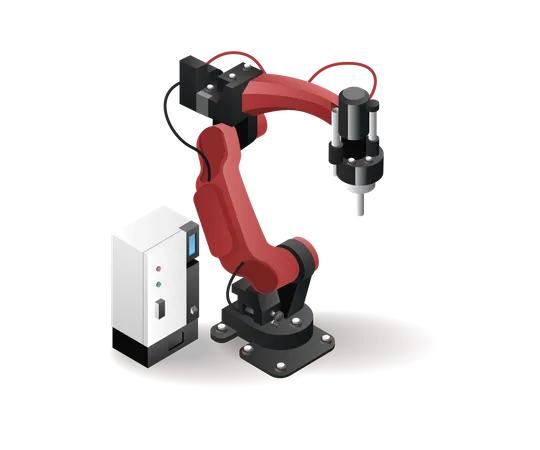 Brazo robótico de fábrica de herramientas tecnológicas con inteligencia artificial 1  Ilustración