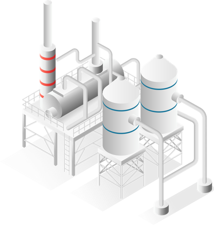 Fábrica de petróleo com oleodutos  Ilustração