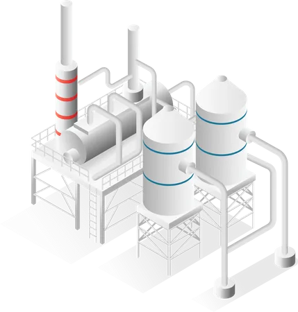 Fábrica de petróleo com oleodutos  Ilustração