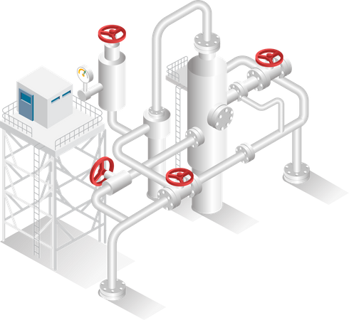 Fábrica de tubos industriais para petróleo e gás  Ilustração