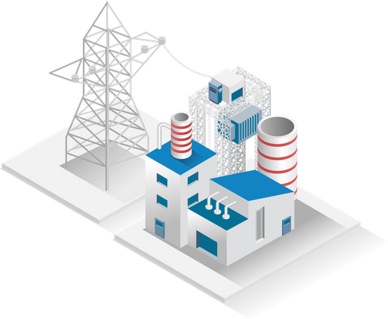 Energía eléctrica de fábrica.  Ilustración