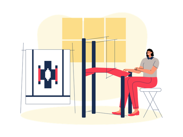 Fabricação de tecidos  Ilustração