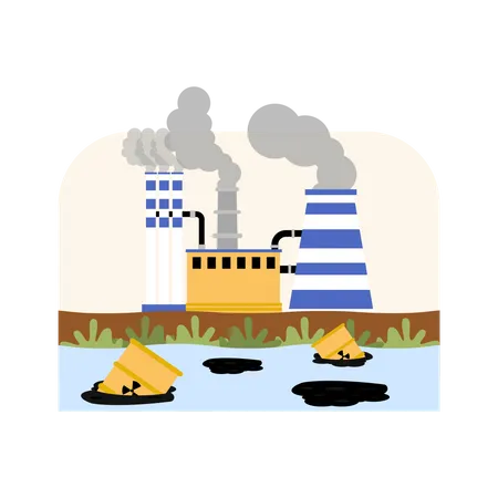 Las fábricas generan una enorme contaminación en la atmósfera.  Ilustración