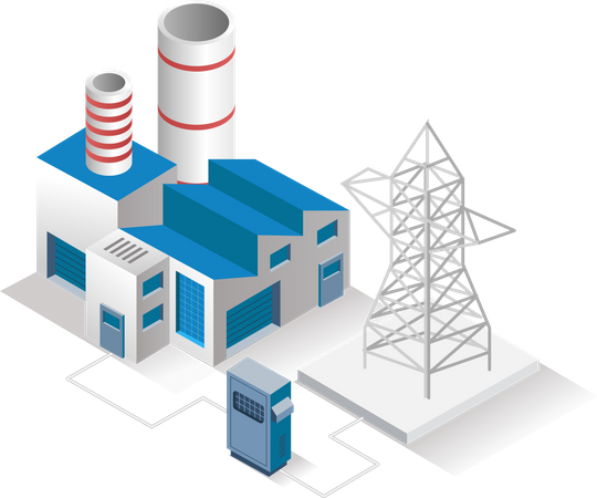 Fabrik mit Stromnetz  Illustration