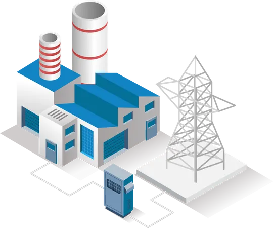 Fabrik mit Stromnetz  Illustration