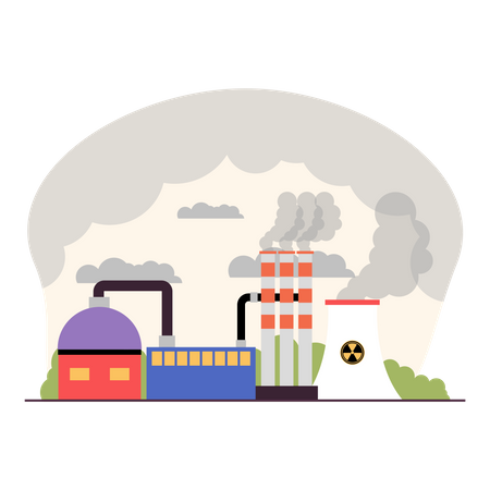 Fabrik setzt schädliche Gase in die Atmosphäre frei  Illustration