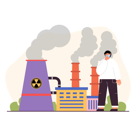 Fabrik setzt schädliche Gase in die Atmosphäre frei  Illustration