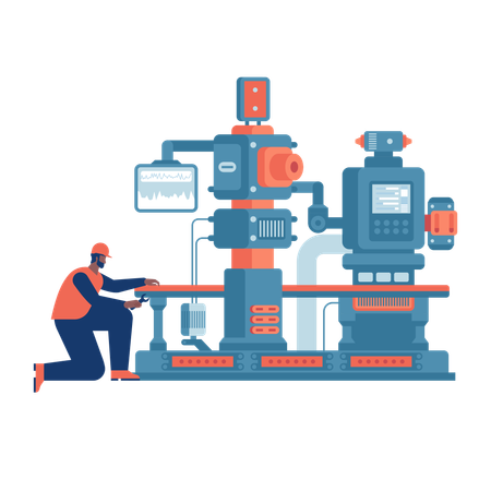 Fabrikarbeiter arbeitet in der Industrie  Illustration