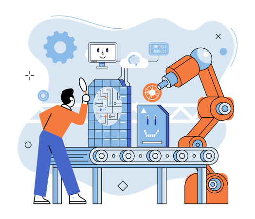 Überwachung von Fabrikarbeitern Intelligente Fertigung  Illustration