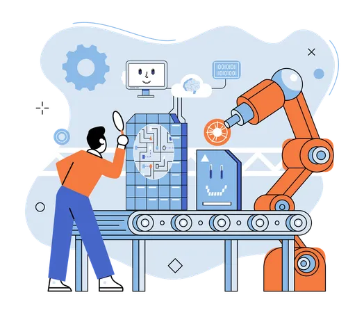 Überwachung von Fabrikarbeitern Intelligente Fertigung  Illustration