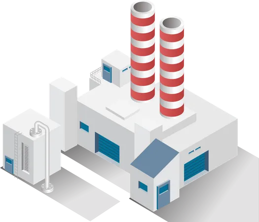 Fabrikgebäude mit Schornstein  Illustration