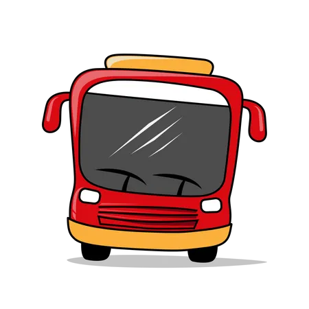 Face avant du bus Red Transportation  Illustration