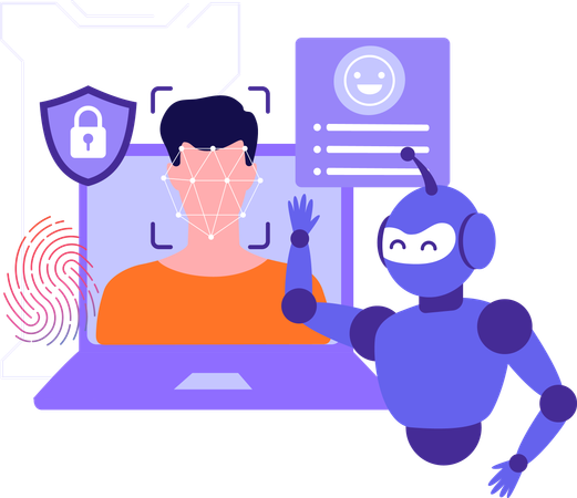 Face Detecting Ai Bot  Illustration