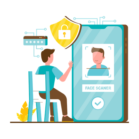 Segurança de identificação facial  Ilustração
