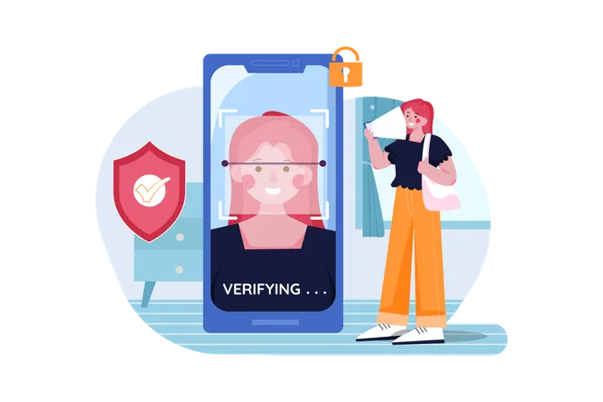 Face Lock Security  Illustration