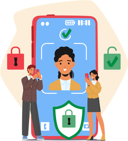 Face locked on mobile  Illustration
