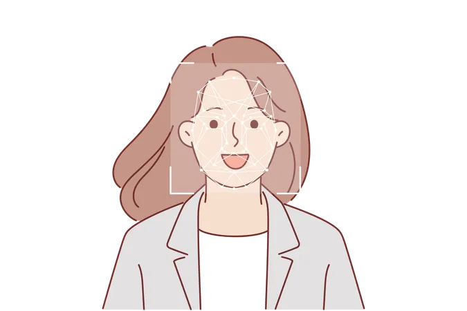 Face recognition of woman  Illustration