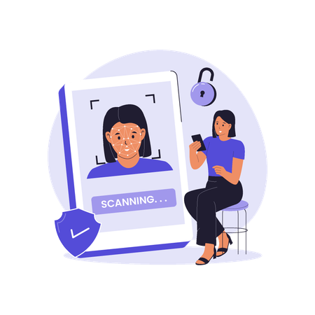 Face Scanner on Mobile Device  Illustration