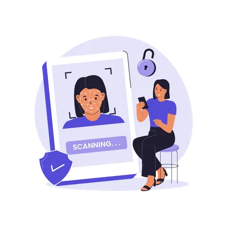Face Scanner on Mobile Device  Illustration