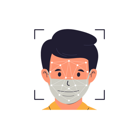 Face Scanner with Mask  Illustration