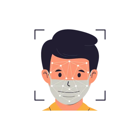 Face Scanner with Mask  Illustration
