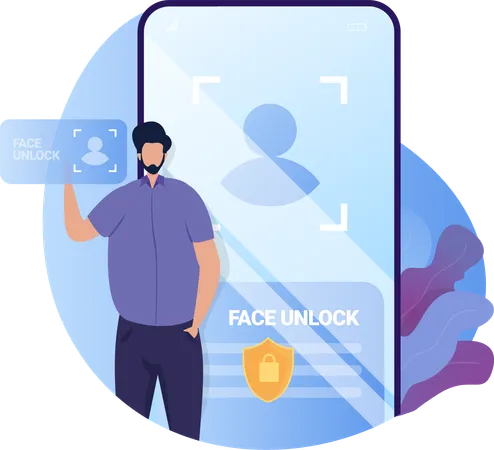 Face unlock security  Illustration