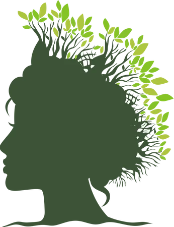 Face with tree leaves  Illustration