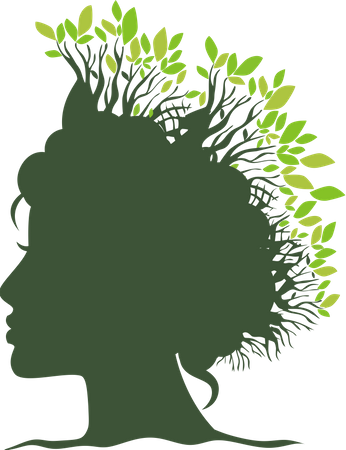 Face with tree leaves  Illustration