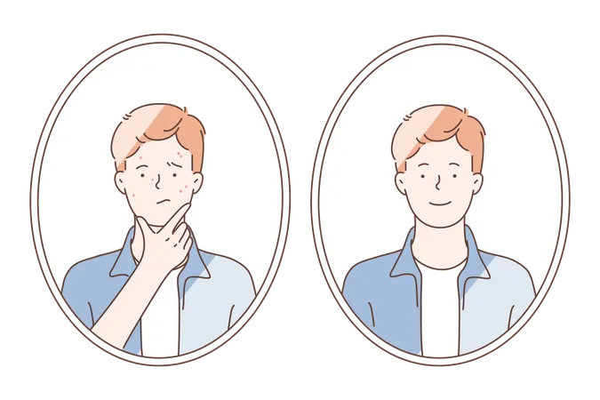 Facial cleaning process for clean face  Illustration