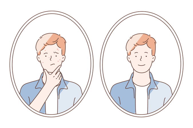 Facial cleaning process for clean face  Illustration