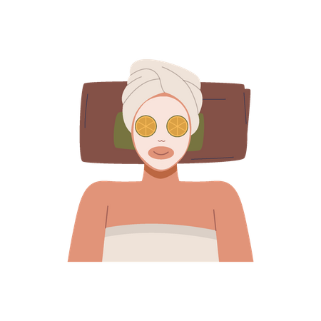 Facial mask in spa  イラスト